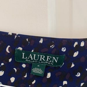 Ralph Lauren dotted navy blue and white dress with flutter sleeves. Size 4.